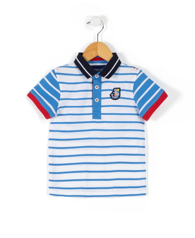 POLO MC FOND BLANC RAYE BLEU CIRAYE 3 POLO MC FOND BLANC RAYE BLEU CIRAYE