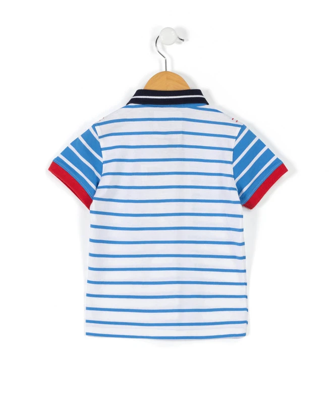 POLO MC FOND BLANC RAYE BLEU CIRAYE 4 POLO MC FOND BLANC RAYE BLEU CIRAYE – Image 2