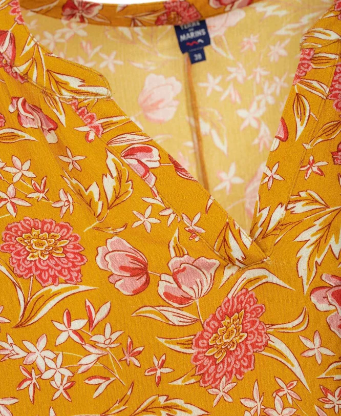 Blouse Jaune Imprimé Floral Femme 5 Blouse Jaune Imprimé Floral Femme – Image 3