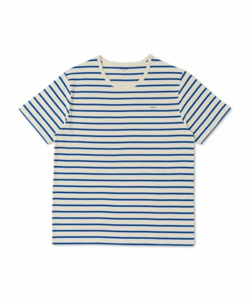 Marinière Homme Manches Courtes Fond Grège Rayé Bleu