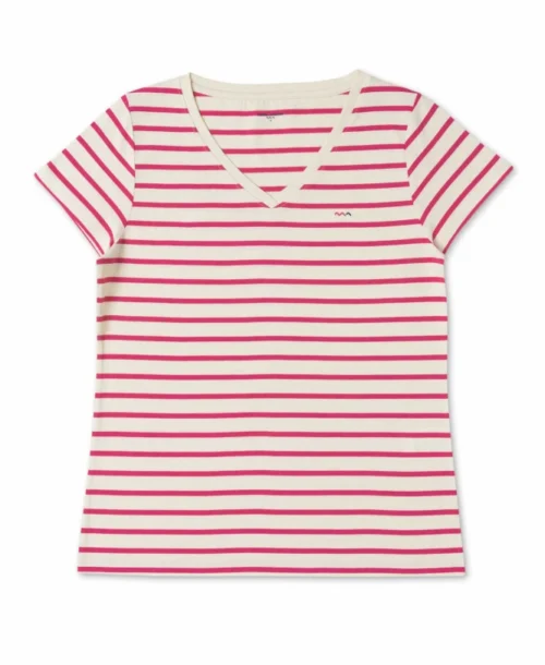 Marinière éco Conçue Femme Manches Courtes Rose/blanc
