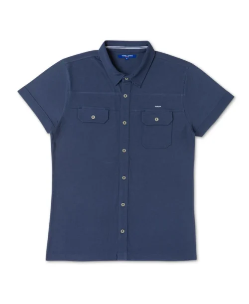 Chemise Manches Courtes Bleu Marine Homme