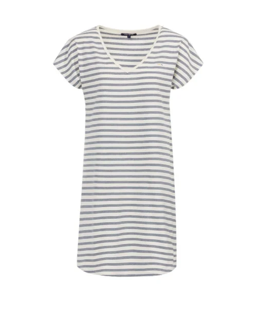 Chemise De Nuit Rayée Femme Manches Courtes