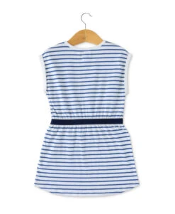Robe Rayée Manches Courtes Revers Fille 6 Robe Rayée Manches Courtes Revers Fille -Vetements Simples Magasin prod 7248 robe mc fond blanc raye indigo pasca 666x812 fc7ea0111e0b