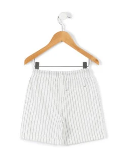 Bermuda Grège Rayé Marine En Lin Garçon -Vetements Simples Magasin prod 7267 bermuda fond grege raye indigo cermuda 666x812 fc7ea0111e0b