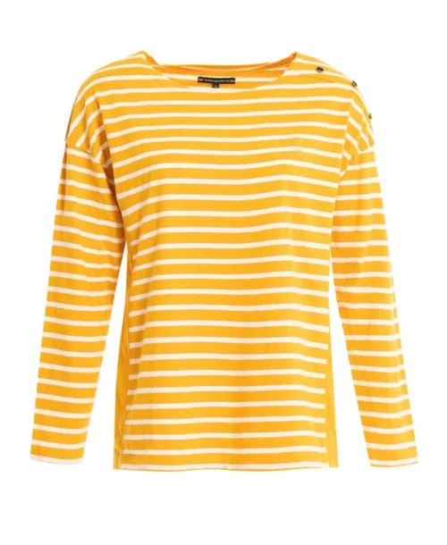 T-shirt Manches Longues Rayé Jaune Femme