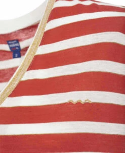 T-shirt Rayé Col V Rouge Femme -Vetements Simples Magasin prod 7510 tee shirt mc ry naturel rouge brique fonce abe 666x812 fc7ea0111e0b