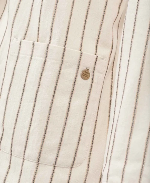 Veste Blazer Rayé Femme -Vetements Simples Magasin prod 7639 veste ml fond grege raye indigo fevest 666x812 fc7ea0111e0b