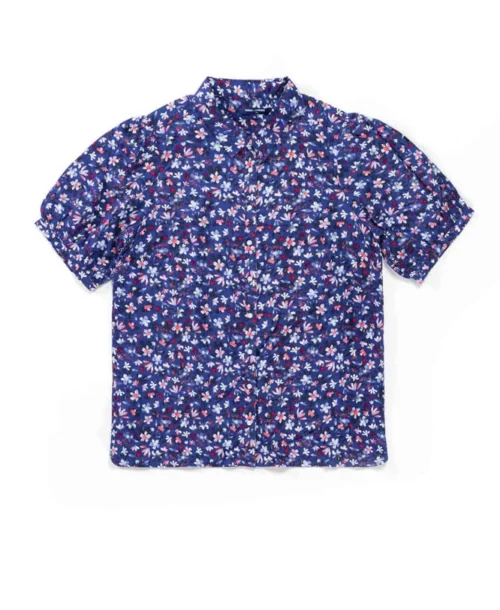 Chemise Manches Courtes Imprimé Avec Fils Métalisés Femme