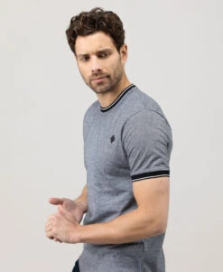 T-shirt Noir Jersey Micro Jacquard Homme