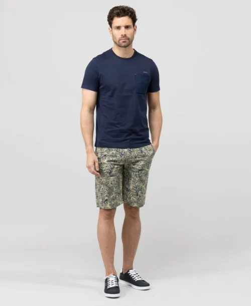 Bermuda Homme Imprimé Beige/bleu Marine