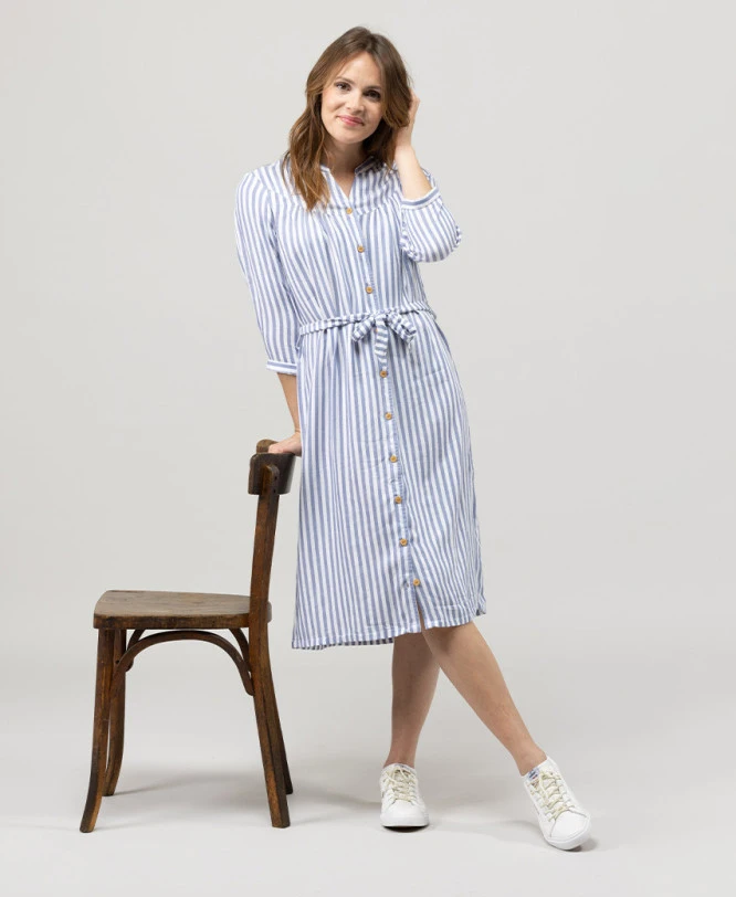 Robe Rayée Manches 3/4 Femme 3 Robe Rayée Manches 3/4 Femme