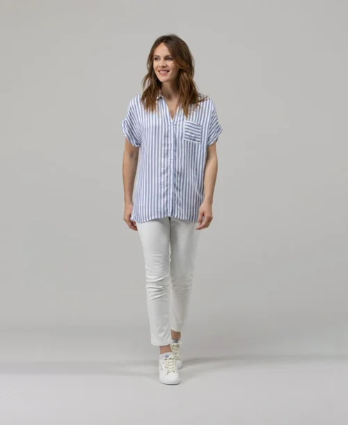 Chemise Rayée Manches Courtes Femme -Vetements Simples Magasin prod 7773 chemise chemisier mc raye elioty 666x812 fc7ea0111e0b