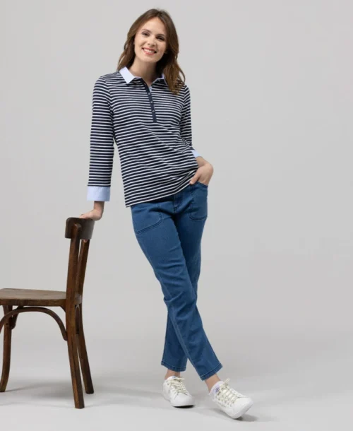 Polo Manches 3/4 Effet 2 En 1 Femme