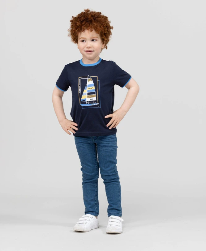 T-shirt Garçon Col Rond Bleu Marine 3 T-shirt Garçon Col Rond Bleu Marine