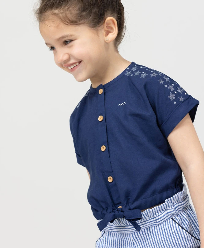 Blouse Fille Manches Courtes Bleu Marine 3 Blouse Fille Manches Courtes Bleu Marine
