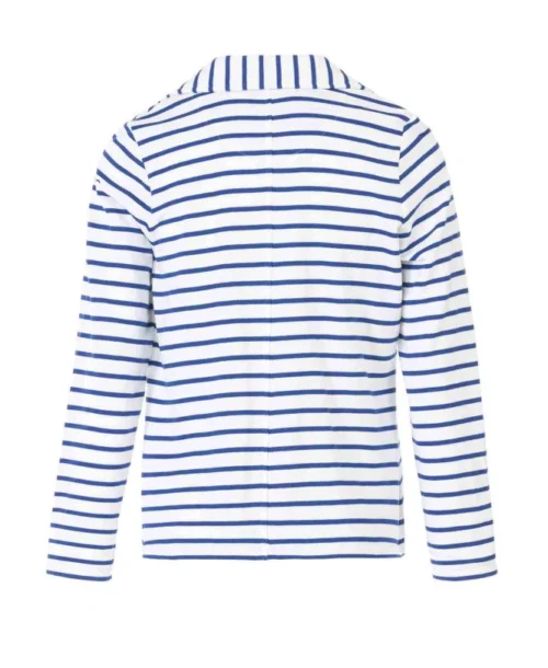 Blazer Rayé En Molleton Femme -Vetements Simples Magasin prod 7817 veste ml fond blanc optic raye bleu jacana 666x812 fc7ea0111e0b