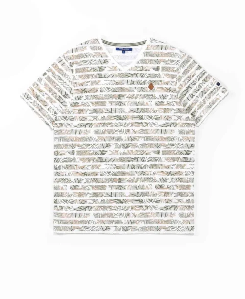 T-shirt Imprimé Kaki Rayures Florales Homme