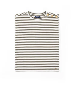 Débardeur Femme Rayé Kaki Avec Boutons Dorés -Vetements Simples Magasin prod 7893 tee shirt mc fond grege raye kaki taura 666x812 fc7ea0111e0b