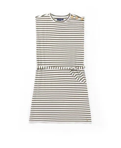 Robe Marinière été Kaki Femme -Vetements Simples Magasin prod 7901 robe mc fond grege raye kaki ronron 666x812 fc7ea0111e0b