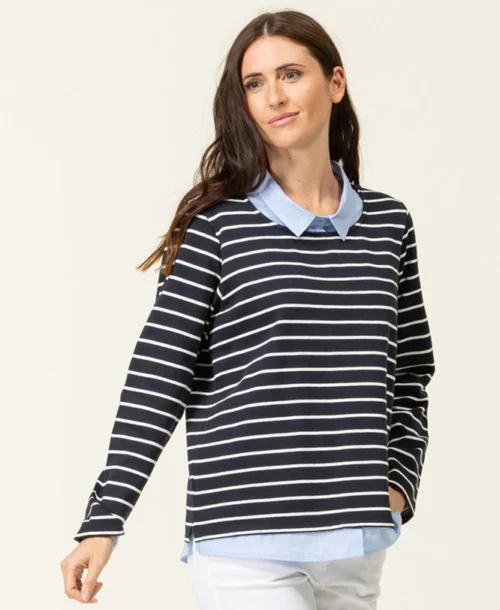 Sweat Rayé Femme Effet 2 En 1