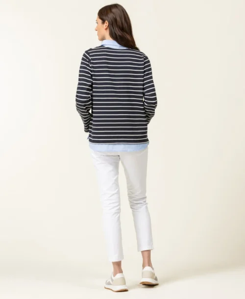 Sweat Rayé Femme Effet 2 En 1 -Vetements Simples Magasin prod 7948 sweat fond indigo raye naturel caraly 666x812 fc7ea0111e0b