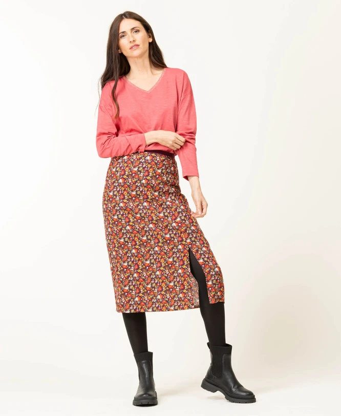 T-shirt Rose Manches Longues Col V Femme 6 T-shirt Rose Manches Longues Col V Femme – Image 4