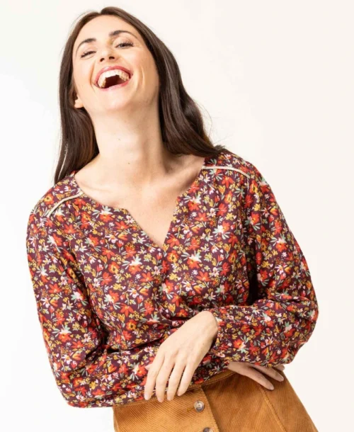 Blouse Imprimé Rose Femme -Vetements Simples Magasin prod 7971 blouse ml imprime rose carox 666x812 fc7ea0111e0b