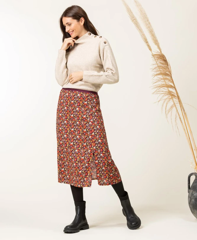 Jupe Mi-longue Imprimé Rose Femme 6 Jupe Mi-longue Imprimé Rose Femme – Image 4