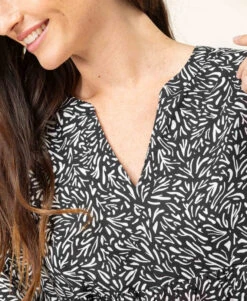 Robe En Viscose Imprimé Noir Femme -Vetements Simples Magasin prod 8007 robe ml imprime noir rully 666x812 fc7ea0111e0b