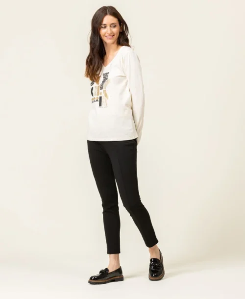 T-shirt Manches Longues Col V Imprimé Doré 10 T-shirt Manches Longues Col V Imprimé Doré -Vetements Simples Magasin prod 8018 tee shirt ml grege tigrine 666x812 fc7ea0111e0b