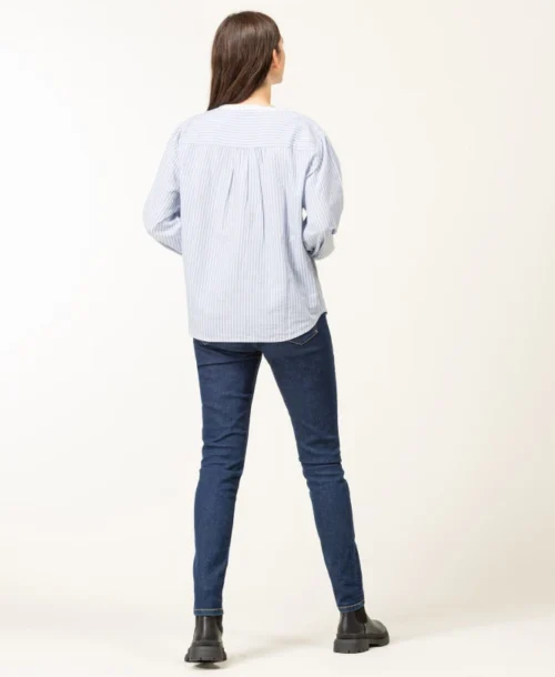 Blouse Bleu Rayée Manches Longues Femme -Vetements Simples Magasin prod 8055 blouse ml fond naturel raye bleu cardone 666x812 fc7ea0111e0b