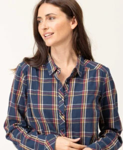 Chemise à Carreaux Femme -Vetements Simples Magasin prod 8068 chemise chemisier ml carreaux indigo celosie 666x812 fc7ea0111e0b