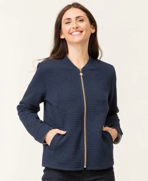 Veste Zippée Bleu Marine Femme