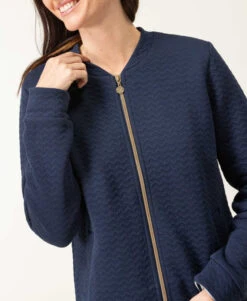 Veste Zippée Bleu Marine Femme -Vetements Simples Magasin prod 8078 veste ml indigo vinelle 666x812 fc7ea0111e0b