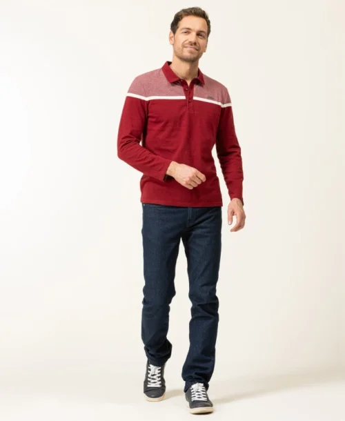 Polo Manches Longues Rouge Grenat Homme -Vetements Simples Magasin prod 8128 polo ml grenat ojari 666x812 fc7ea0111e0b