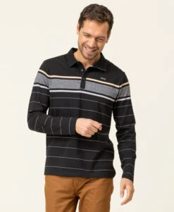 Polo Manches Longues Noir Homme