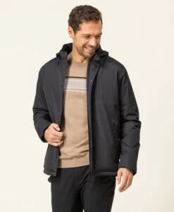 Parka Noir Homme Avec Capuche Intégrée