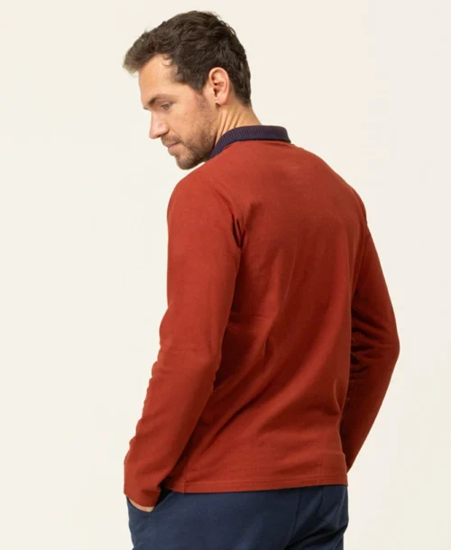 Polo Manches Longues Rouille Homme -Vetements Simples Magasin prod 8193 polo ml rouille fonce orai 666x812 fc7ea0111e0b