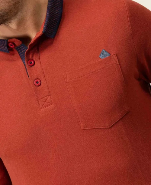 Polo Manches Longues Rouille Homme -Vetements Simples Magasin prod 8194 polo ml rouille fonce orai 666x812 fc7ea0111e0b