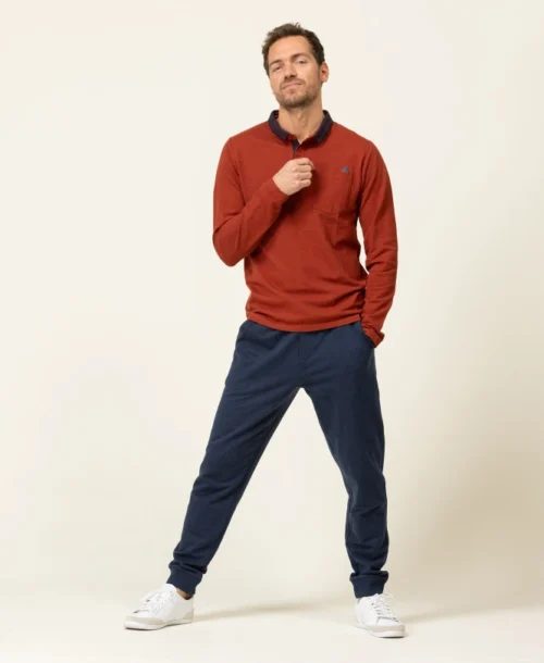 Polo Manches Longues Rouille Homme -Vetements Simples Magasin prod 8195 polo ml rouille fonce orai 666x812 fc7ea0111e0b