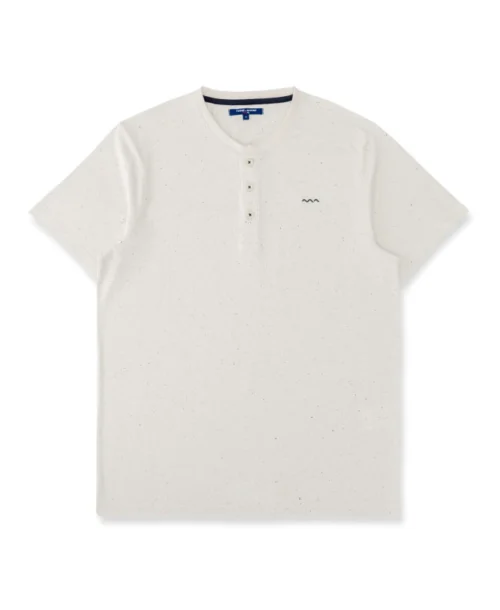 T-shirt Homme Manches Courtes Blanc Cassé Col Tunisien