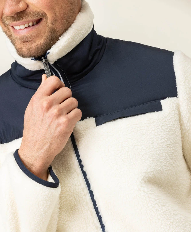 Veste Bi-matière Homme Sherpa Blanc Cassé 6 Veste Bi-matière Homme Sherpa Blanc Cassé – Image 4