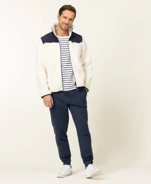 Veste Bi-matière Homme Sherpa Blanc Cassé -Vetements Simples Magasin prod 8213 veste ml beige sable xilopia 666x812 fc7ea0111e0b