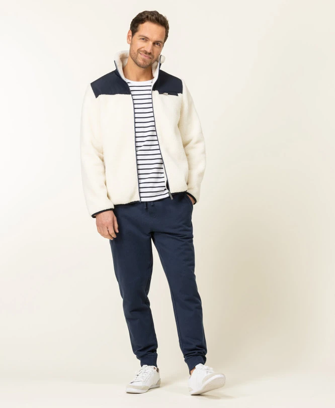 Veste Bi-matière Homme Sherpa Blanc Cassé 7 Veste Bi-matière Homme Sherpa Blanc Cassé – Image 5
