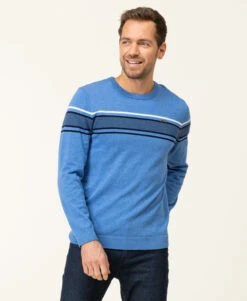 Pull Bleu Vif Col Rond Homme