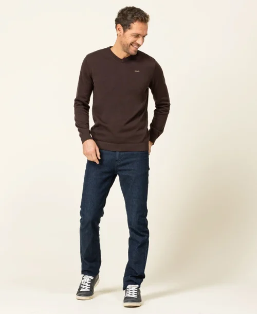 Pull Marron Homme Col V 11 Pull Marron Homme Col V -Vetements Simples Magasin prod 8262 pull chocolat kariba 666x812 fc7ea0111e0b