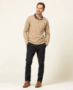 Polo Manches Longues Beige Homme -Vetements Simples Magasin prod 8266 polo ml sable orai 666x812 fc7ea0111e0b