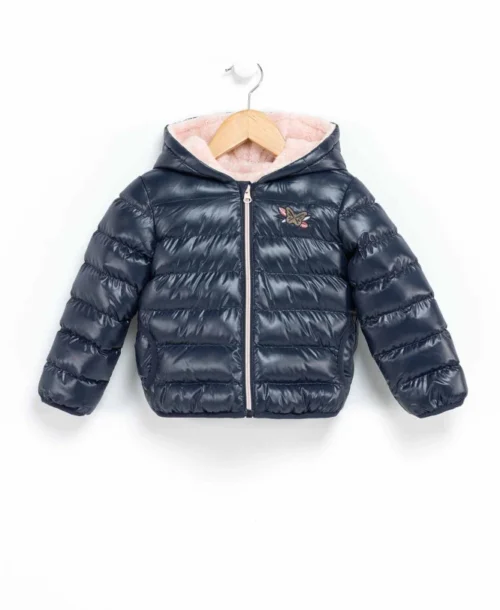 Doudoune Matelassée Fille à Capuche Doublée Sherpa