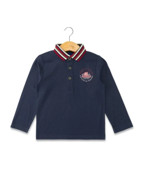 Polo Manches Longues Bleu Marine Garçon